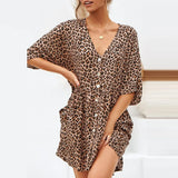 Women's V-Neck Dress | V-Neck Leopard Dress | Chic Hot Club