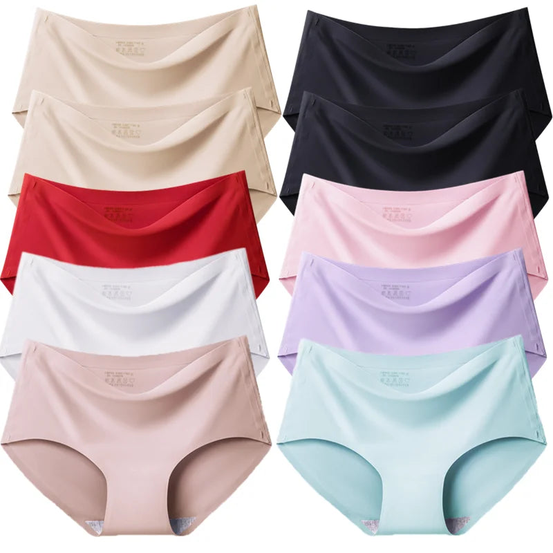 Women's Silk Underwear, TrowBridge 10PCS/Set Women's Panties Solid Seamless Underwear Plus Size Comfortable Briefs Silk Satin Lingerie Health Underpants