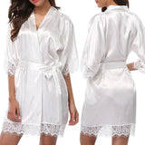 Silk Satin Nightdress For Women Night Robe Sexy Lingerie soft Sleepwear Smooth Lace Robe Dress Nightgown Bathrobe ladies Pajamas