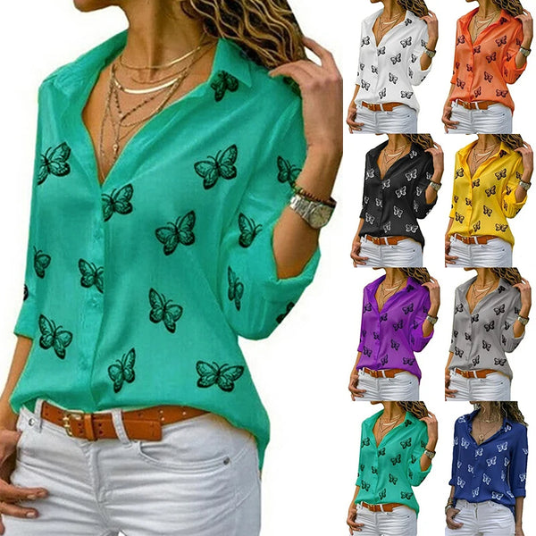 Women's Butterfly Print Open-Front Shirt