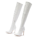 Leather Knee-High Boots | White Knee-High Boots | Chic Hot Club