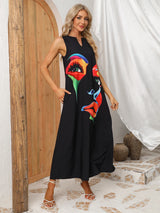 Summer Long Black Sleeveless Dress