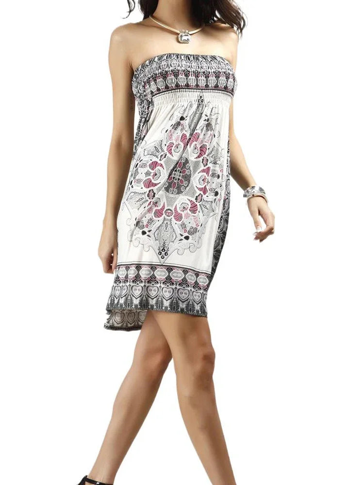 Women's Strapless Boho Dress