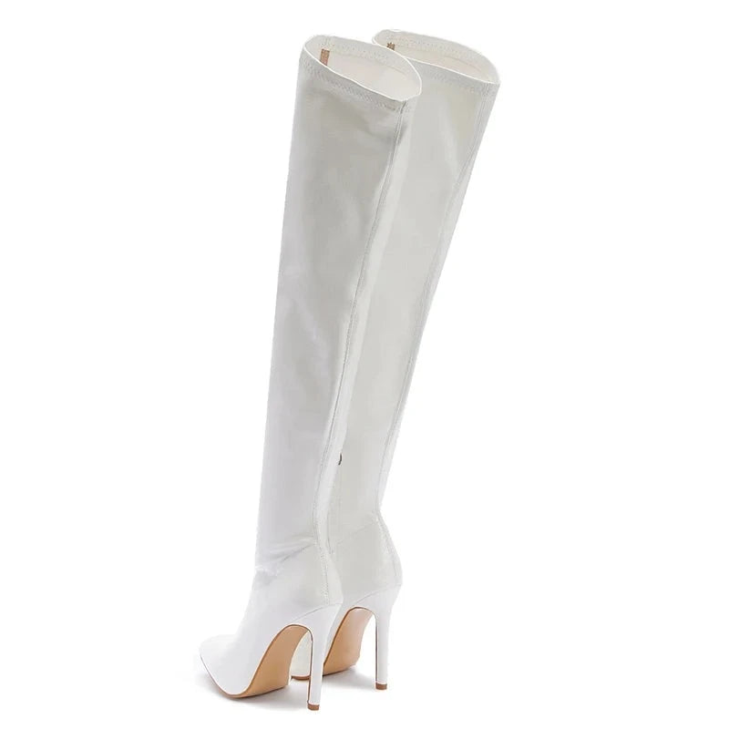 Leather Knee-High Boots | White Knee-High Boots | Chic Hot Club