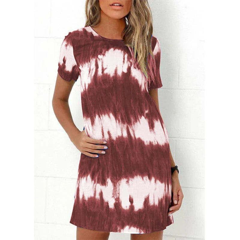 Tie-Dye Striped Dress | Casual Striped Dress | Chic Hot Club