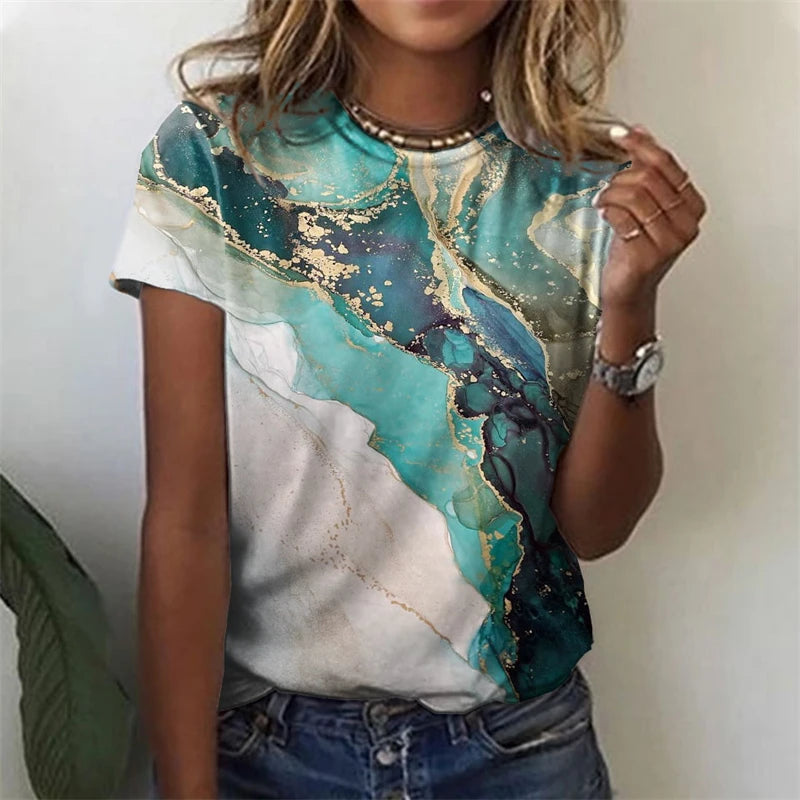 Marble Print T-Shirt | Women’s Marble Print T-Shirt | Chic Hot Club