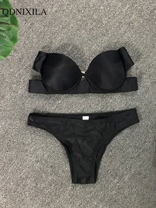 2024 Woman Separate Swimsuit Beach Outfits High Waist Sexy Bikini Set 2 Pieces Plus Size Bathing Suit Feminine Women's Swimwear
