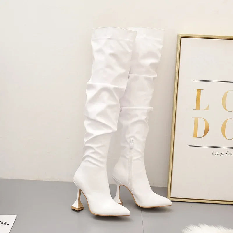 Leather Knee High Boots | High Heel Boots | Chic Hot Club