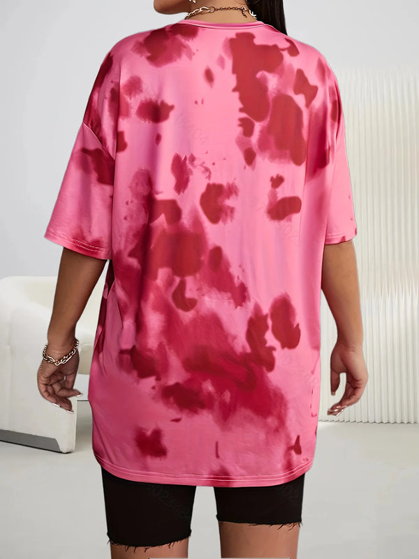 Women’s Love Print Tie Dye Short Sleeve  T-Shirt