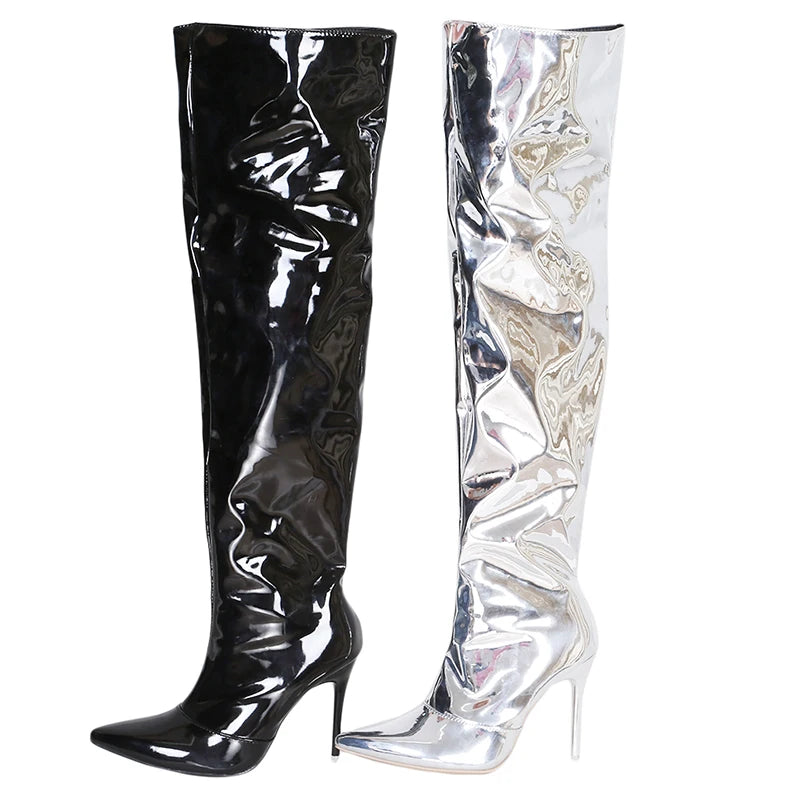 Silver Mirror Boots | Women's Silver Boots | Chic Hot Club