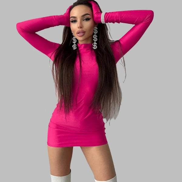 Long Sleeve Mini Dress With Gloves