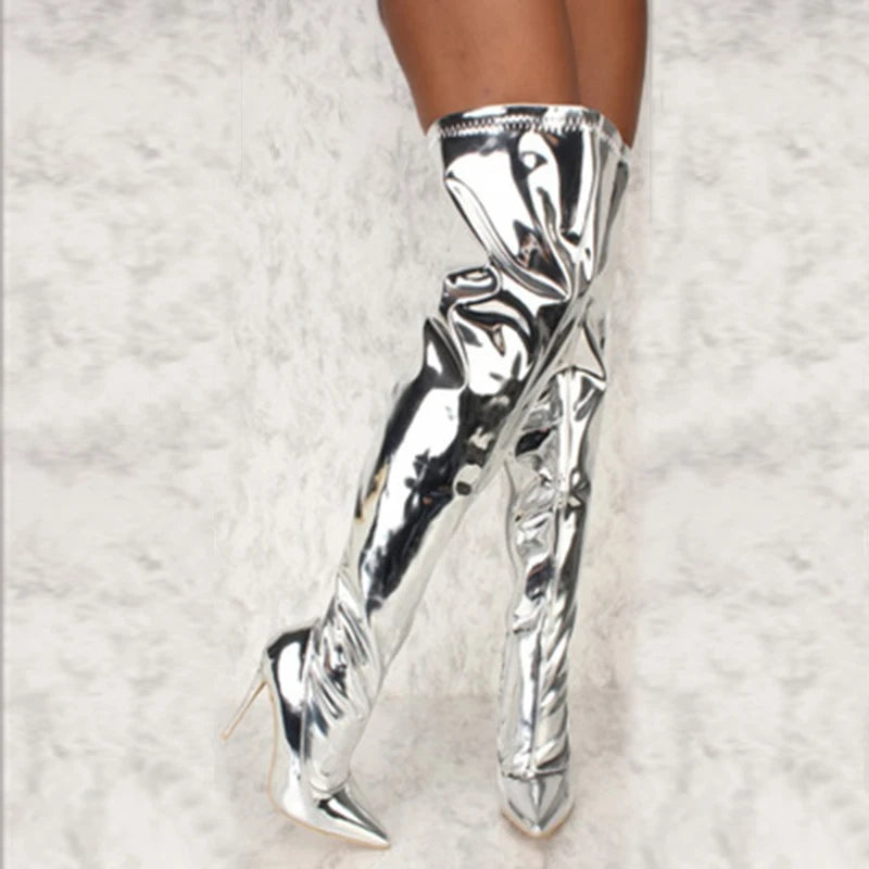 Silver Mirror Boots | Women's Silver Boots | Chic Hot Club