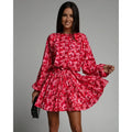 Ladies Printed Dress | High Neck Long Sleeve Dress | Chic Hot Club