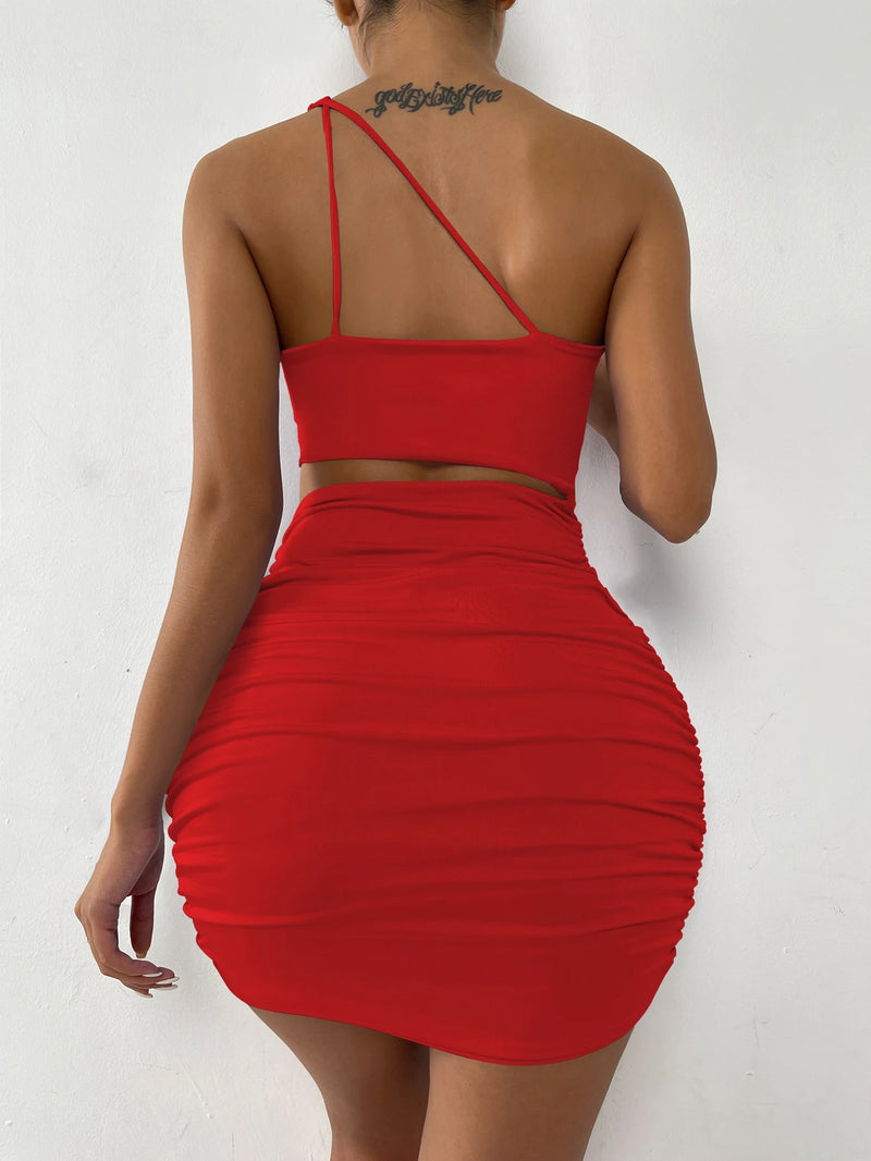 Sexy One Shoulder Hollow Out Mini Dress