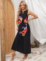 Summer Long Black Sleeveless Dress