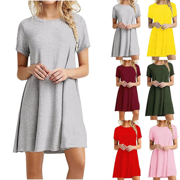 Solid T-shirt Short Dress Women 2024 Summer New Dresses Beach Sundress Sleeveless Vacation Everyday Spring Casual Tank Dress