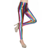 Metallic Color PU Leggings Women Faux Leather Pants Dancing Party Pant Sexy Night Club Skinny Costume Pants Tight Trousers