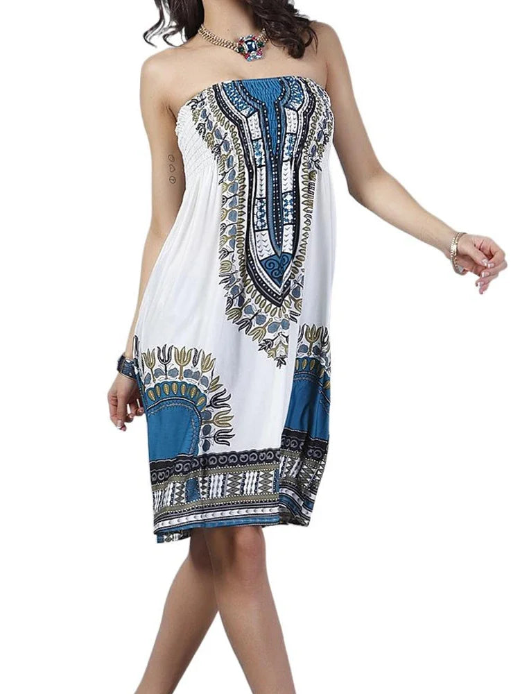 Women's Strapless Boho Dress