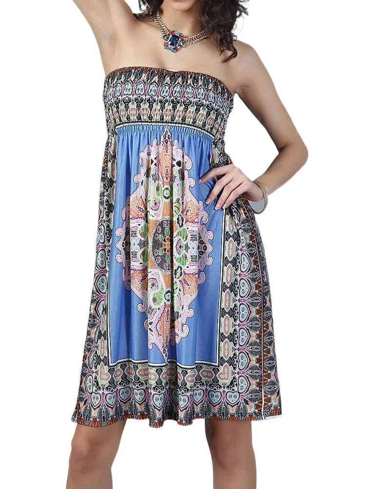 Women's Strapless Boho Dress