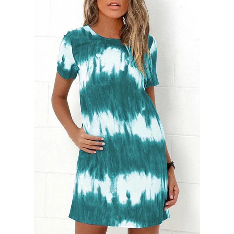 Tie-Dye Striped Dress | Casual Striped Dress | Chic Hot Club