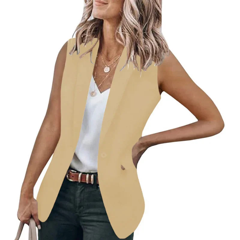 Sleeveless Suit Collar Loose Cardigan