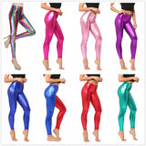 Metallic Color PU Leggings Women Faux Leather Pants Dancing Party Pant Sexy Night Club Skinny Costume Pants Tight Trousers