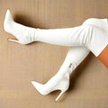 Leather Knee-High Boots | White Knee-High Boots | Chic Hot Club