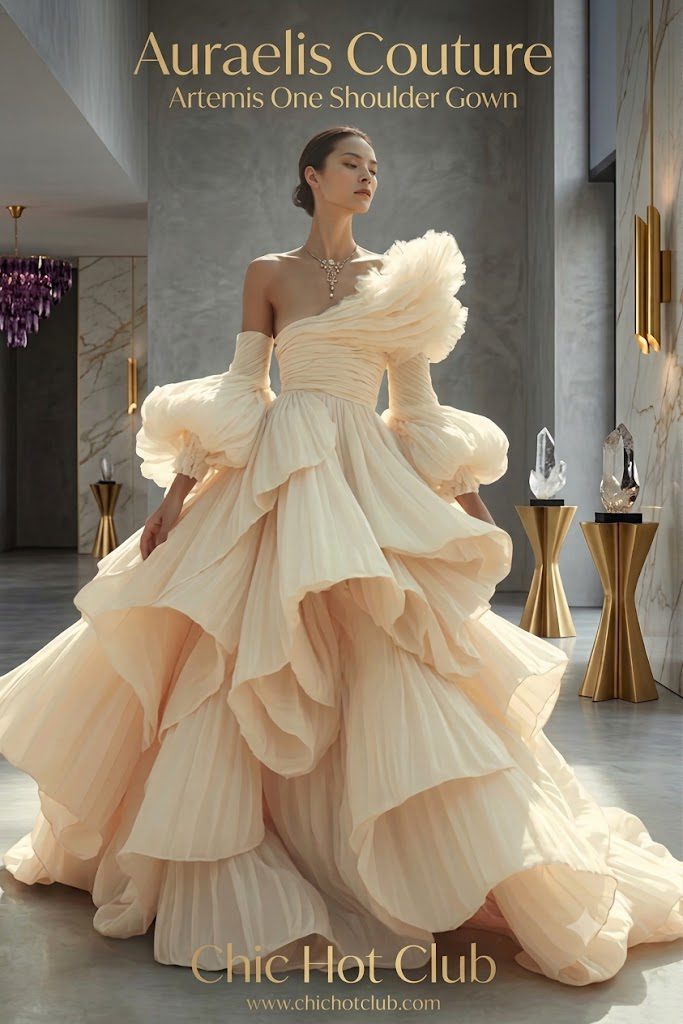 Auraelis CoutureArtemis One Shoulder Gown
l  authentic luxury fashion market