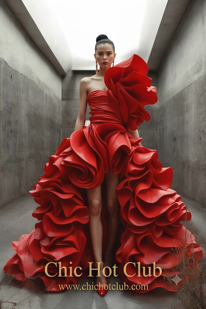 premium lifestyle digital magazine l Auraelis Couture Oversized Ruffled High-Low Gown